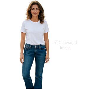 Earl Woman SLIM BOOT Classic 5 Pockets Flap Back Stretch Denim Blue Jeans Sz 8